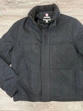 CALVIN KLEIN Wool Slim FIt Jacket Coat Size Medium Black insulated zippered M